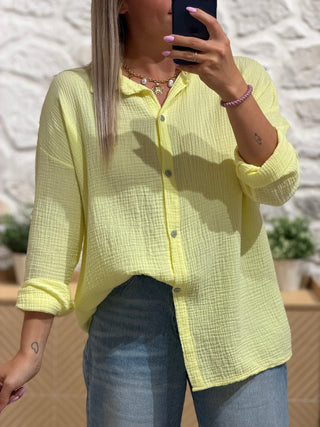 Chemise gaze de coton - MARIO - Jaune (Made in Italie)