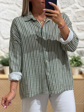 Chemise gaze de coton KIM - Kaki (Made in Italie)