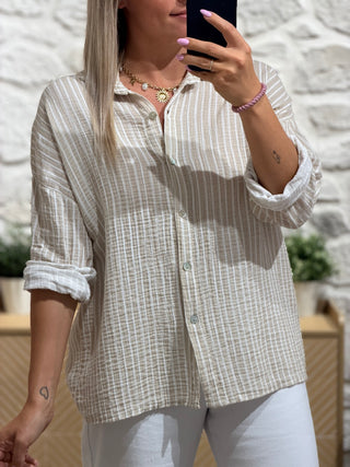 Chemise gaze de coton KIM - Beige (Made in Italie)