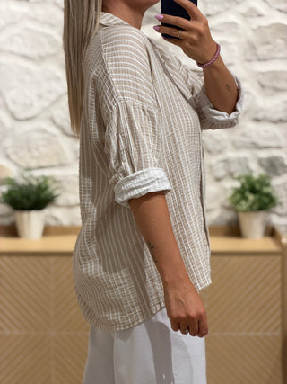 Chemise gaze de coton KIM - Beige (Made in Italie)