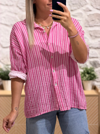 Chemise gaze de coton KIM - Fuchsia (Made in Italie)