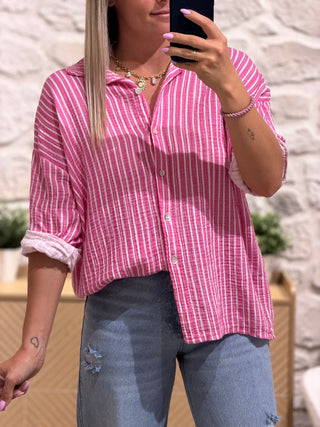 Chemise gaze de coton KIM - Fuchsia (Made in Italie)