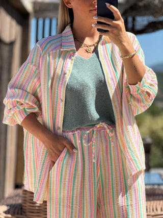 Chemise gaze de coton BELLY - Verte (Made in Italie)