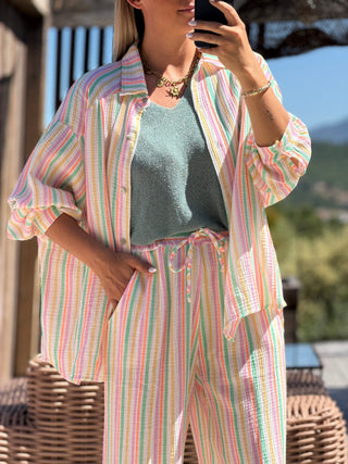 Chemise gaze de coton BELLY - Verte (Made in Italie)