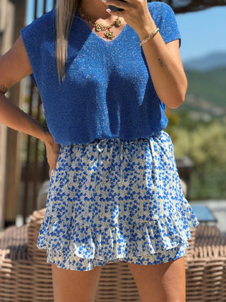 Jupe-short HARVO - BLEUE (Made in Italie)