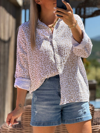 Chemise gaze de coton - GORGINA - Beige (Made in Italie)