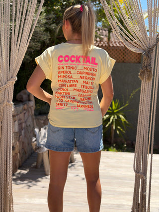 T-shirt COCKTAIL - JAUNE (Made in Italie)