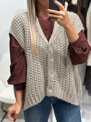 Gilet sans manches DIPLODO - Taupe (Made In Italie)