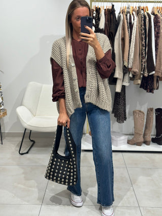 Gilet sans manches DIPLODO - Taupe (Made In Italie)