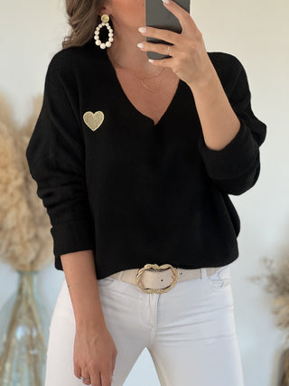 Pull NOE Noir Coeur Or