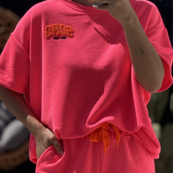 Sweat manches courtes SOHO Rose fluo