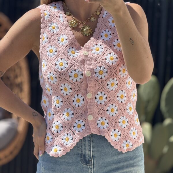 Top en crochet - ANGÉLIQUE - Rose
