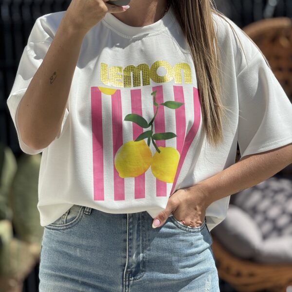 T-shirt LEMON - Rose (Made in Italie)