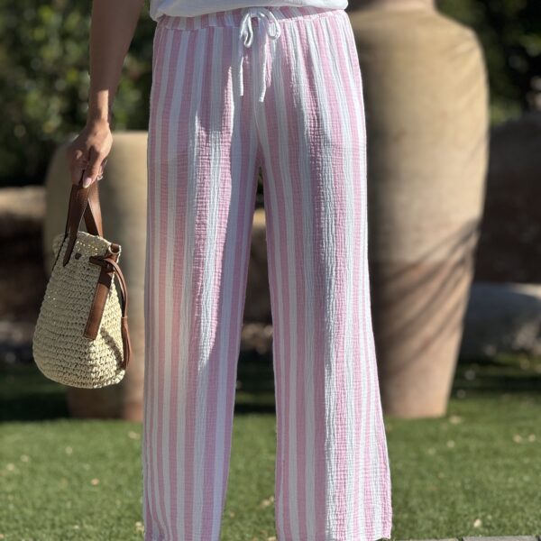 Pantalon RAYÉ - Rose bébé (Made in Italie)