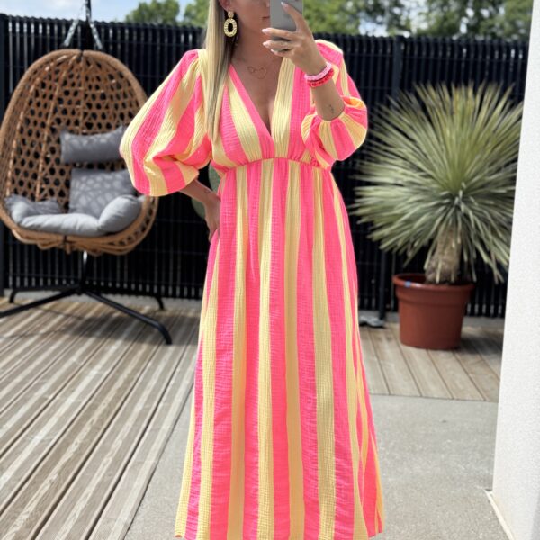 Robe ROBBIE Jaune & rose (Made in Italie)