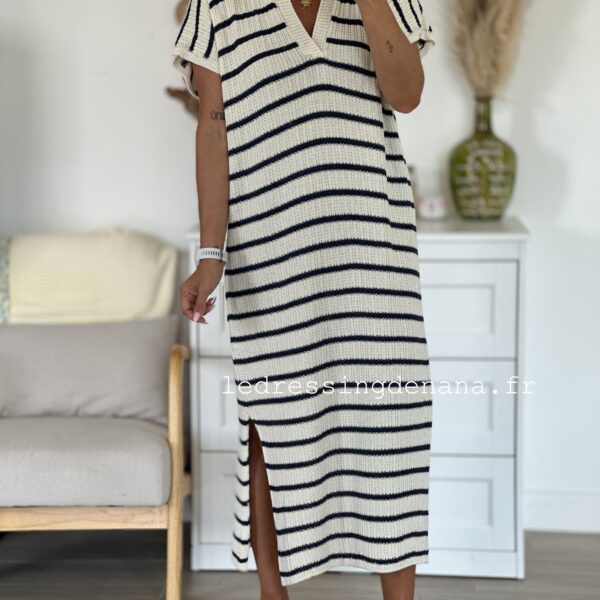 Robe HADJAR Blanc/Marine (Made in Italie)